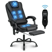 300lb Massage Office Chair Executive PU Leather Computer Desk Chair 135 Degree Reclining Ergonomic Gaming Chair with Footrest