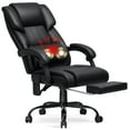 thumbnail image 1 of Hoffree Massage Office Chair with Heat Home Office Desk Chair with Retractable Footrest High Back Executive Leather Chair Reclining Office Chair with Lumbar Back Support for Office, 1 of 11