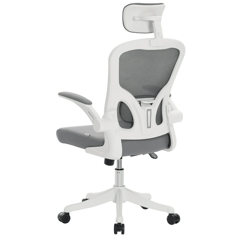 Ergonomic Office Chair with Lumbar Support and Headrest, Swivel Desk Chair  with Armrests, White