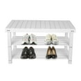 thumbnail image 1 of Hofitlead 27.5" Shoe Rack Solid Wood Shoe Bench, 3-Tier Shoe Organizer for Entryway Hallway (White), 1 of 7