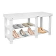 thumbnail image 1 of Hofitlead 33.5" Shoe Rack Solid Wood Shoe Bench, 3-Tier Shoe Organizer for Entryway Hallway (White）, 1 of 8
