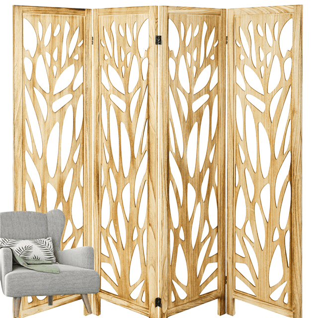 Hofitlead 4 Panel Room Divider 6Ft Wood Room Dividers and Folding