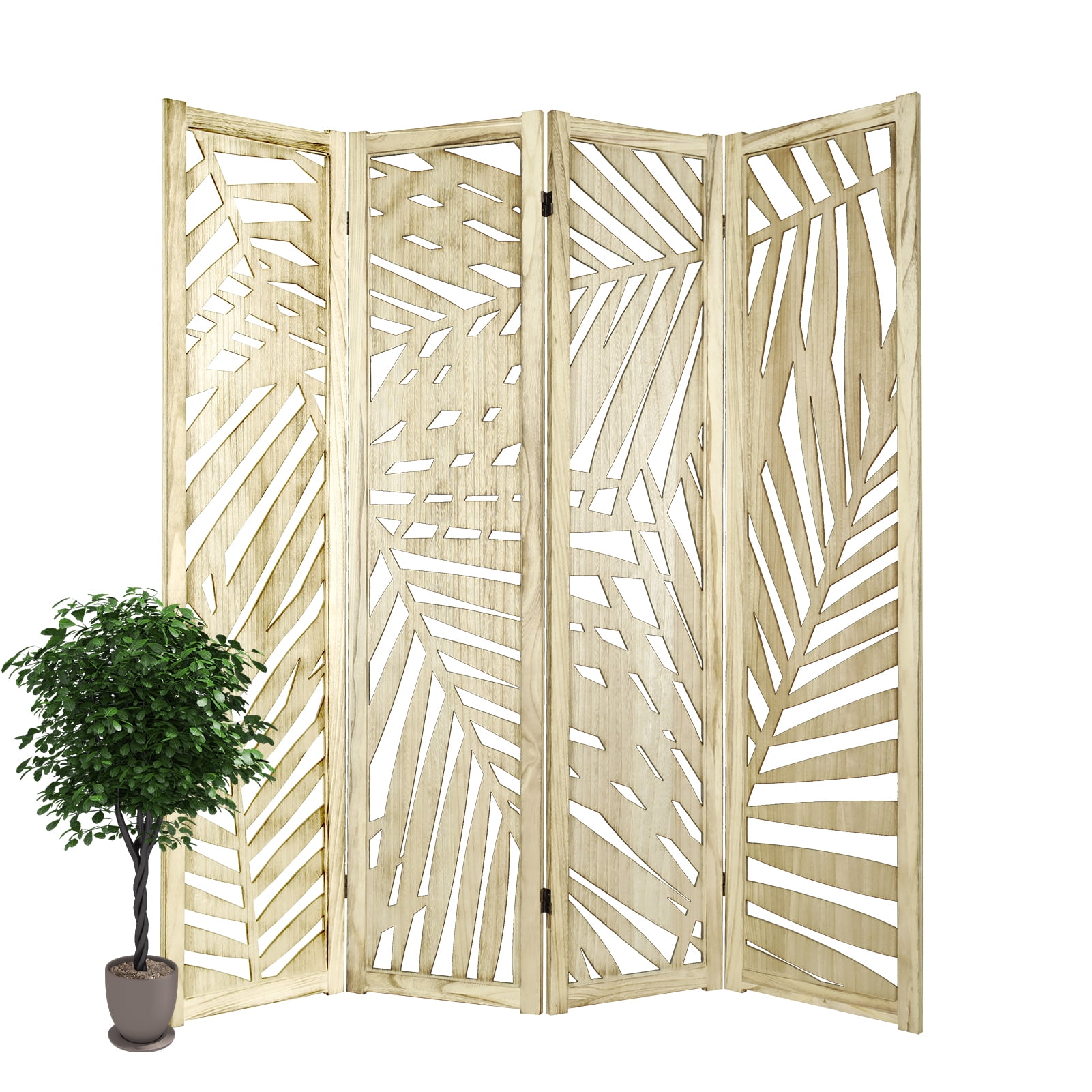 Hofitlead 4 Panel Wood Folding Room Divider,7.8 Ft Tall Wood Screen ...