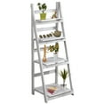 thumbnail image 1 of Hofitlead 4 Tier Ladder Shelf, Wooden Ladder Shelf 4 Tier Bookshelf Rustic Foldable Ladder Shelf Storage Rack for Home Bedroom Office, White, 1 of 9
