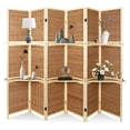thumbnail image 1 of Hofitlead 6 Panel Bamboo Weaving Room Divider,With Display Stand, 6 FT Tall Folding Privacy Screen, (Brown), 1 of 7