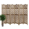 thumbnail image 1 of Hofitlead 6 Panel Room Divider,Wooded Carve Foldable Screen,Partition Room Dividers,Brown, 1 of 8