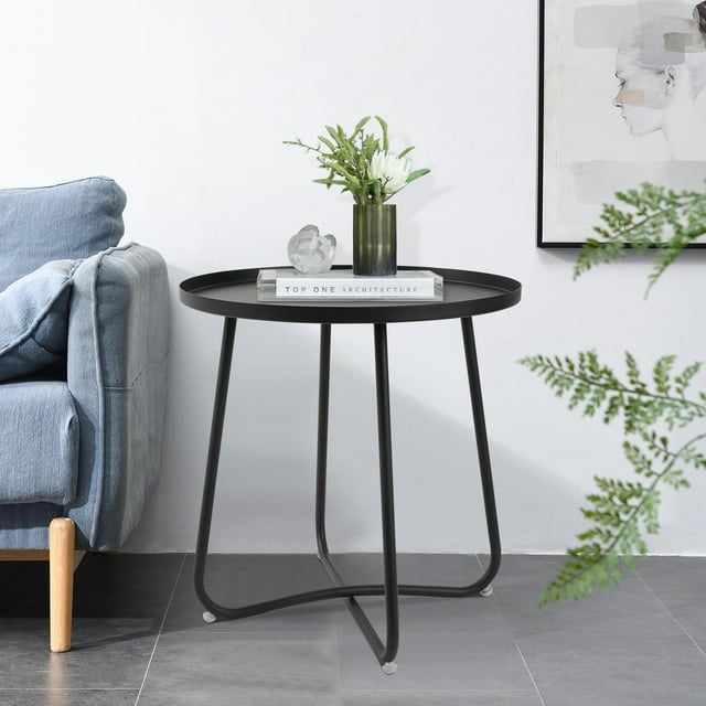 Hofitlead Outdoor Side Tables, AntiRust Metal End Table,Small Patio