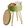 thumbnail image 1 of Hofitlead Velvet Storage Ottoman Vanity Stools - Multifunctional Upholstered Pleated Round Footrest with Golden Metal Legs,Matcha Green, 1 of 8