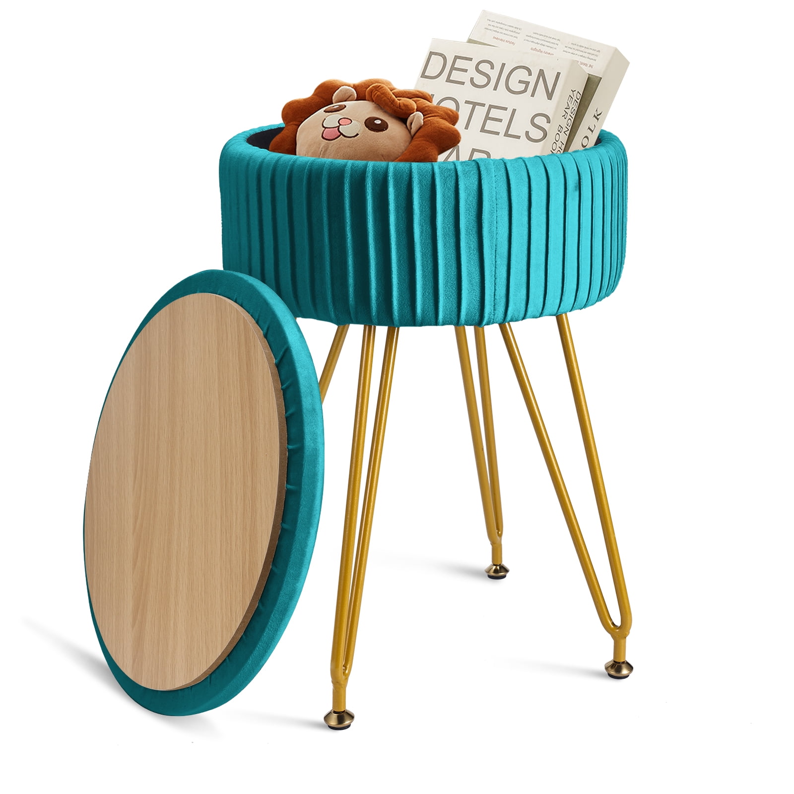 Hofitlead Velvet Storage Ottoman Vanity Stools Multifunctional