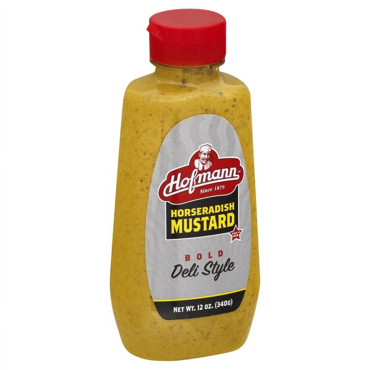 Hofmann Horseradish Mustard, Bold Deli Style, 12 oz Squeeze Bottle – Spicy Mustard for Sandwiches and Sausages