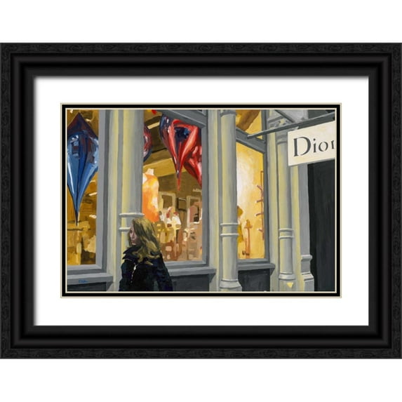 Hofstra,HJ 32x23 Black Ornate Wood Framed with Double Matting Museum Art Print Titled - Shopping