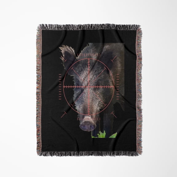 Hog Hunting Wild Boar In Sight Vector Art 2, Woven Blanket