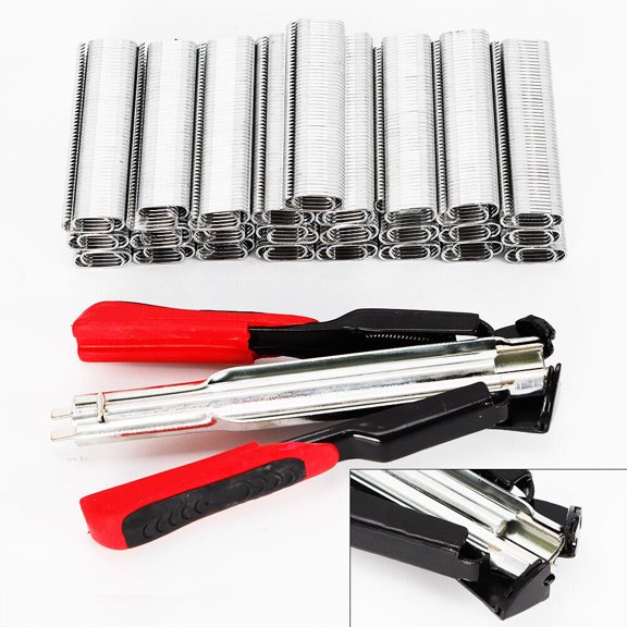 Hog Ring Plier Fencing Plier Staple Gun and 2500PC Hog Rings Farm Fences Netting