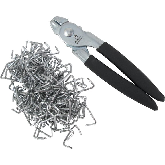 Hog Ring Pliers & 150 Galvanized Hog Rings, Professal Upholstery Installat Kit