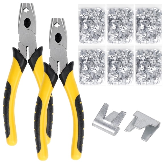 Hog Ring Pliers Kit with 1800 Wire Cage Clips 2 Pack