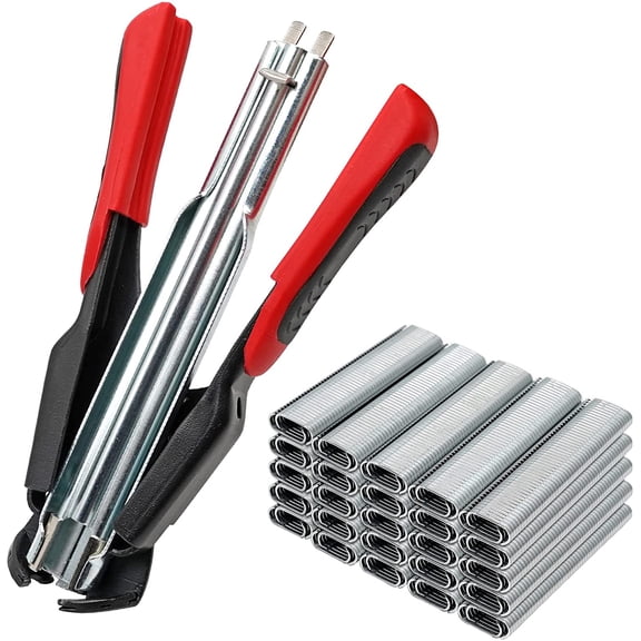Hog Ring Pliers Kit with 2500pcs Nail,Spring Loaded C7 Hog Ring Gun Manual Fastening Clamp Tool for Hog Chicken Rabbit Cage Seal Bag Car Cushion