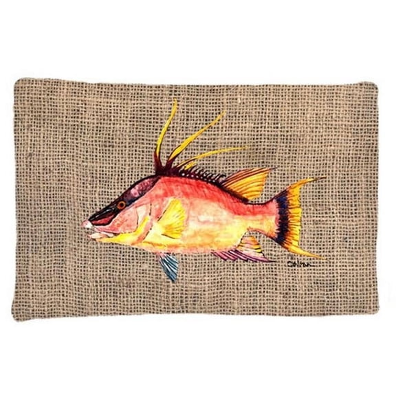 Hog Snapper On Faux Burlap Fabric Standard Pillowcase
