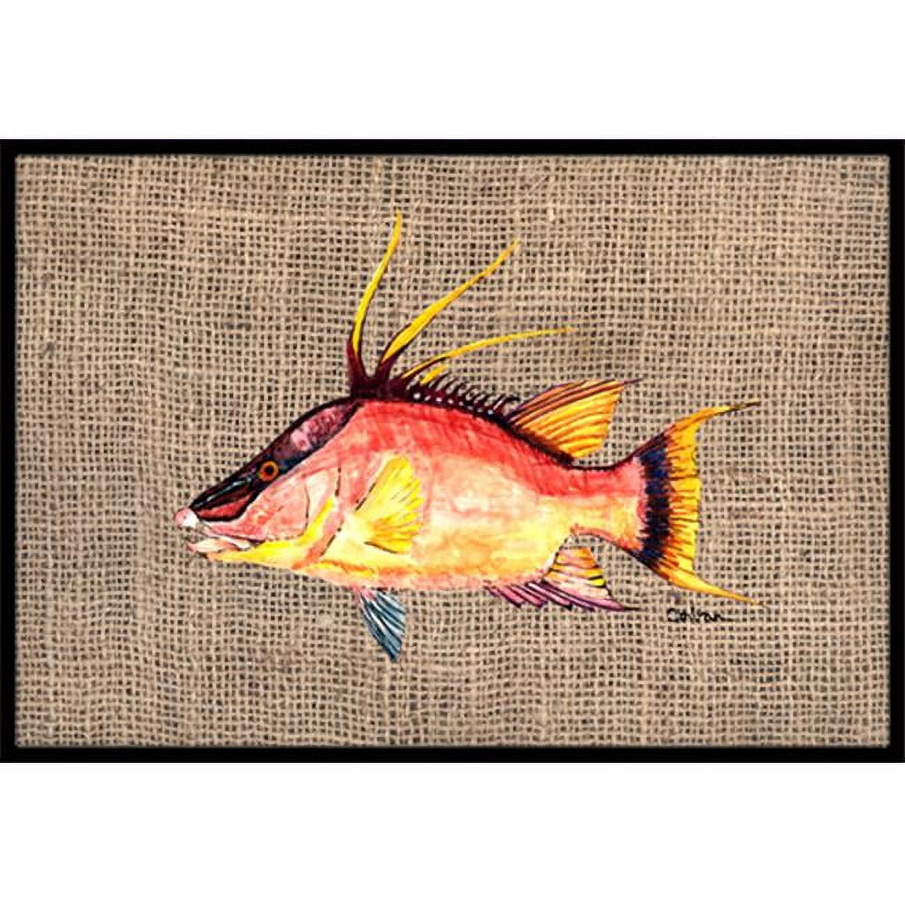 Red Snapper Fish Doormat - 43x22 Inch Vinyl Rubber Mat For Dock, Boat, Or Entryway