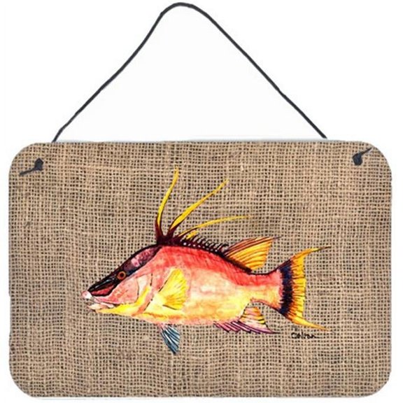 Hog Snapper On Faux Burlap Wall and Door Hanging Prints