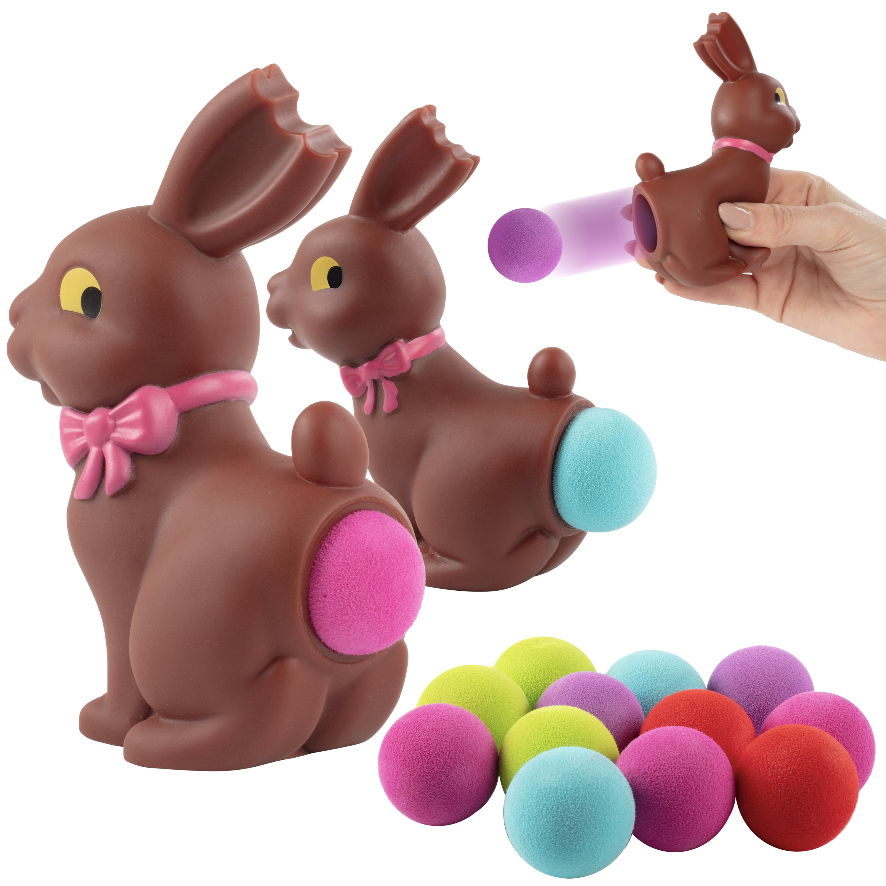 Easter Basket Popper Chocolate Bunny Toy with Foam Balls - Walmart.com