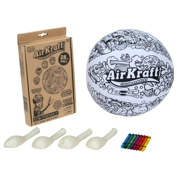 HogWild AirKraft Creative Play Set | Customizable Ball and Flying Disc with 8 Crayons Each | Soft, Safe, and Fun for Indoor & Outdoor Play | Perfect for Kids Age 5+ (Ball + 8 Crayons)
