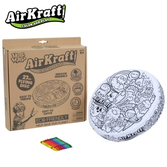 HogWild AirKraft Creative Play Set | Customizable Ball and Flying Disc with 8 Crayons Each | Soft, Safe, and Fun for Indoor & Outdoor Play | Perfect for Kids Age 5+ (Flying Disc + 8 Crayons)