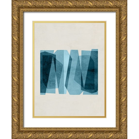 Hogan, Aoibhne 12x14 Gold Ornate Wood Framed with Double Matting Museum Art Print Titled - Bolds of Blue III