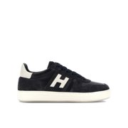 Hogan Blue Low-Top Suede Texture Contrast Sneakers Blue Men's