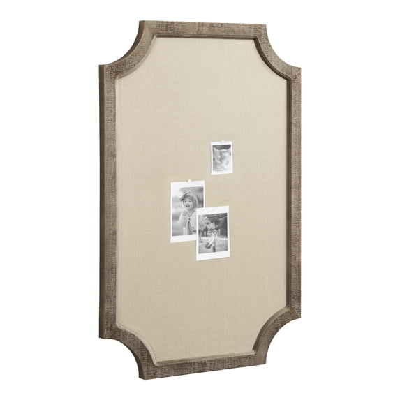 Hogan Framed Scalloped Decorative Wall Pinboard, Rustic Brown, 24 x 36, Rustic Farmhouse Bulletin Board for Wall Organization and Decorative Displays