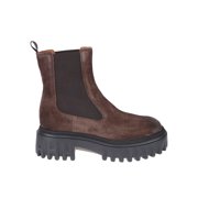 Hogan H700 Chelsea Calf Leather Boots Grey Women's