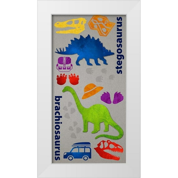 Hogan, Melody 11x18 White Modern Wood Framed Museum Art Print Titled - Dino Journy 1
