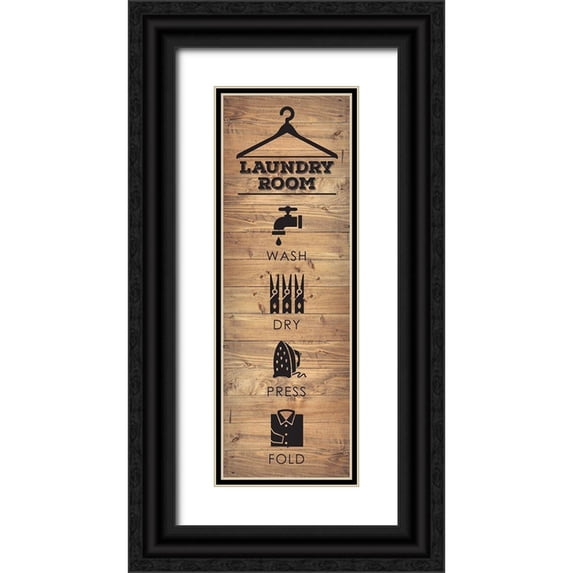Hogan, Melody 11x24 Black Ornate Wood Framed with Double Matting Museum Art Print Titled - Laundry Natural 5