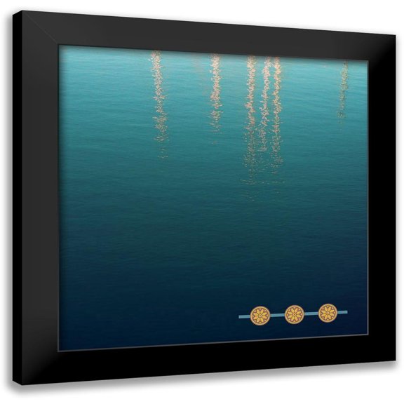 Hogan, Melody 12x12 Black Modern Framed Museum Art Print Titled - By the Sea Saffron Teal 2