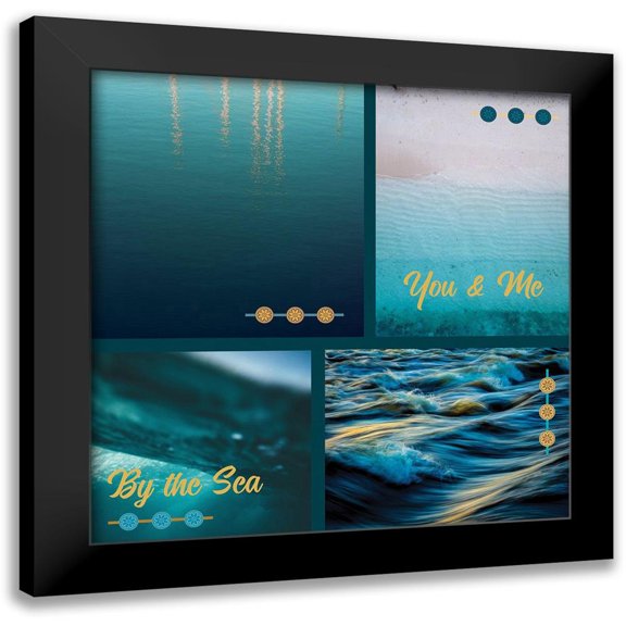 Hogan, Melody 12x12 Black Modern Framed Museum Art Print Titled - By the Sea Saffron Teal 5