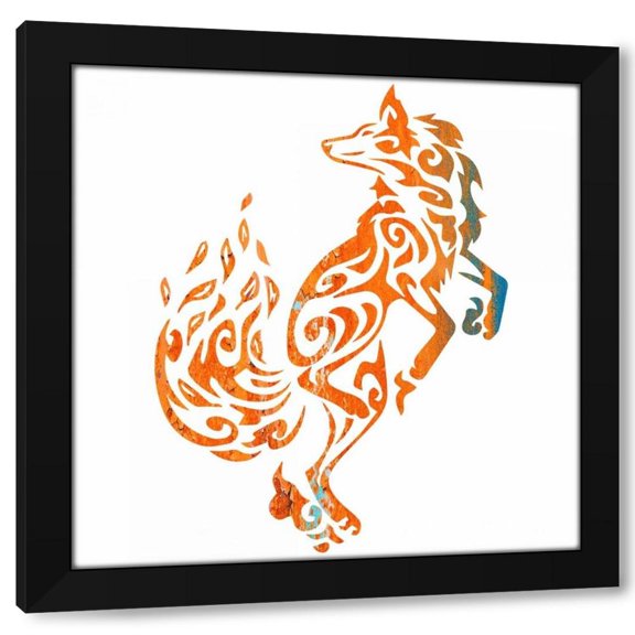 Melody Hogan 12x12 Black Modern Wood Framed Wall Art Titled - Tribal Timber 1