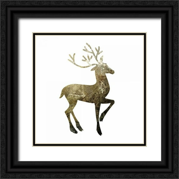 Hogan, Melody 12x12 Black Ornate Wood Framed with Double Matting Museum Art Print Titled - Glimmer Deer 1
