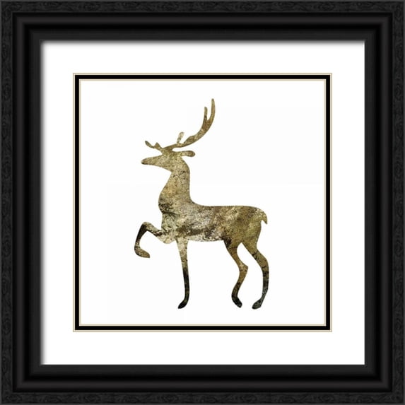 Hogan, Melody 12x12 Black Ornate Wood Framed with Double Matting Museum Art Print Titled - Glimmer Deer 2