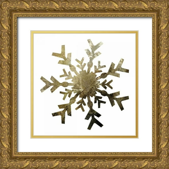 Hogan, Melody 12x12 Gold Ornate Wood Framed with Double Matting Museum Art Print Titled - Glimmer Snowflakes 4