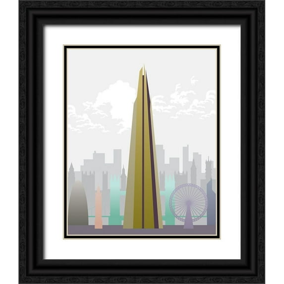 Hogan, Melody 12x14 Black Ornate Wood Framed with Double Matting Museum Art Print Titled - Deco World Landmarks 6