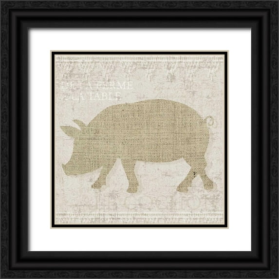 Hogan, Melody 15x15 Black Ornate Wood Framed with Double Matting Museum Art Print Titled - Burlap Farm Animals 3