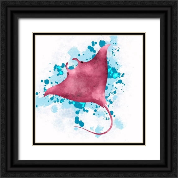 Hogan, Melody 15x15 Black Ornate Wood Framed with Double Matting Museum Art Print Titled - Manta Ray