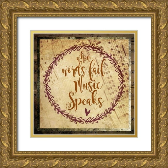 Hogan, Melody 15x15 Gold Ornate Wood Framed with Double Matting Museum Art Print Titled - Music Speaks