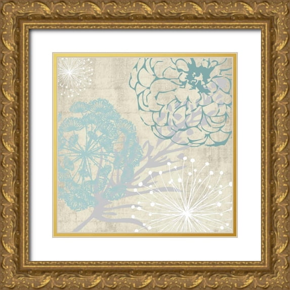 Hogan, Melody 15x15 Gold Ornate Wood Framed with Double Matting Museum Art Print Titled - Transitional Floral Soft 3