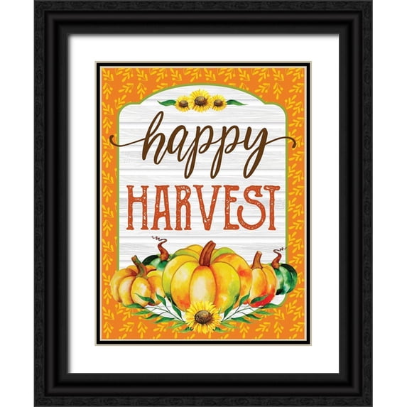 Hogan, Melody 15x18 Black Ornate Wood Framed with Double Matting Museum Art Print Titled - Happy Harvest
