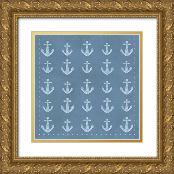 Hogan, Melody 20x20 Gold Ornate Wood Framed with Double Matting Museum Art Print Titled - Anchors Aweigh