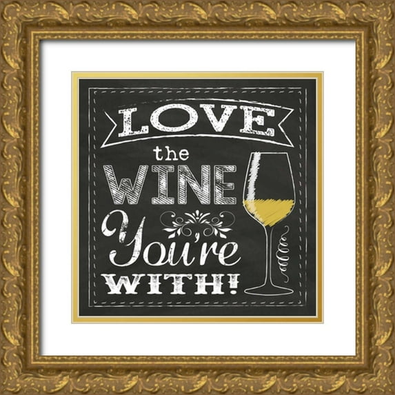 Hogan, Melody 20x20 Gold Ornate Wood Framed with Double Matting Museum Art Print Titled - Chalk Wine 1