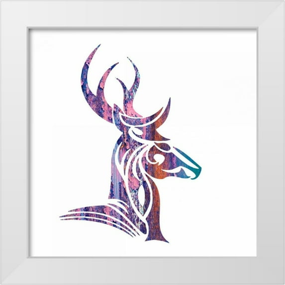 Hogan, Melody 20x20 White Modern Wood Framed Museum Art Print Titled - Tribal Buck 2