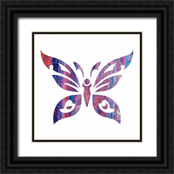 Hogan, Melody 26x26 Black Ornate Wood Framed with Double Matting Museum Art Print Titled - Tribal Butterfly 2