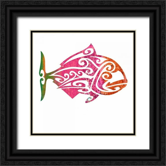 Hogan, Melody 26x26 Black Ornate Wood Framed with Double Matting Museum Art Print Titled - Tribal Koi 4