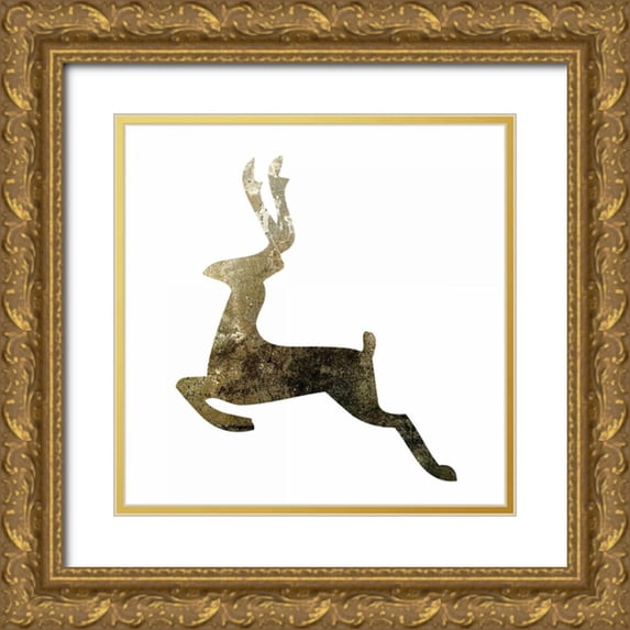 Hogan, Melody 26x26 Gold Ornate Wood Framed with Double Matting Museum Art Print Titled - Glimmer Deer 3